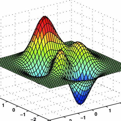 3-D surface plot of a non-convex function with several peaks, valleys, and saddle points, illustrating a complex loss landscape with many local optima.